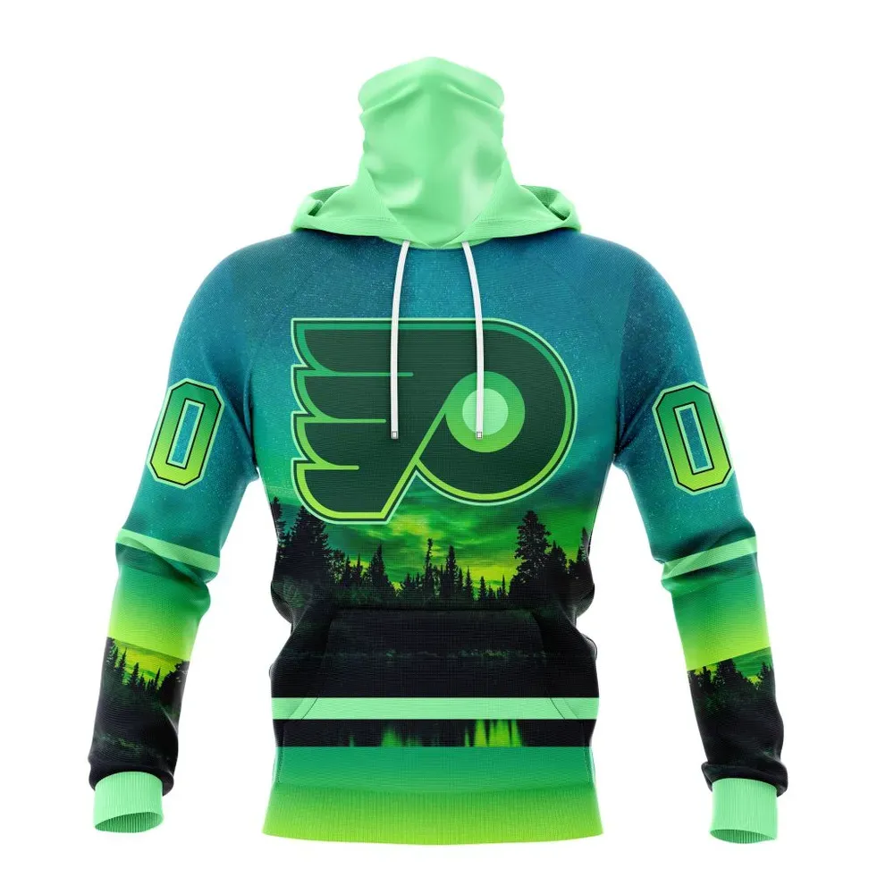 NHL Philadelphia Flyers Special Northern Lights Design St2302 Mask Hoodie