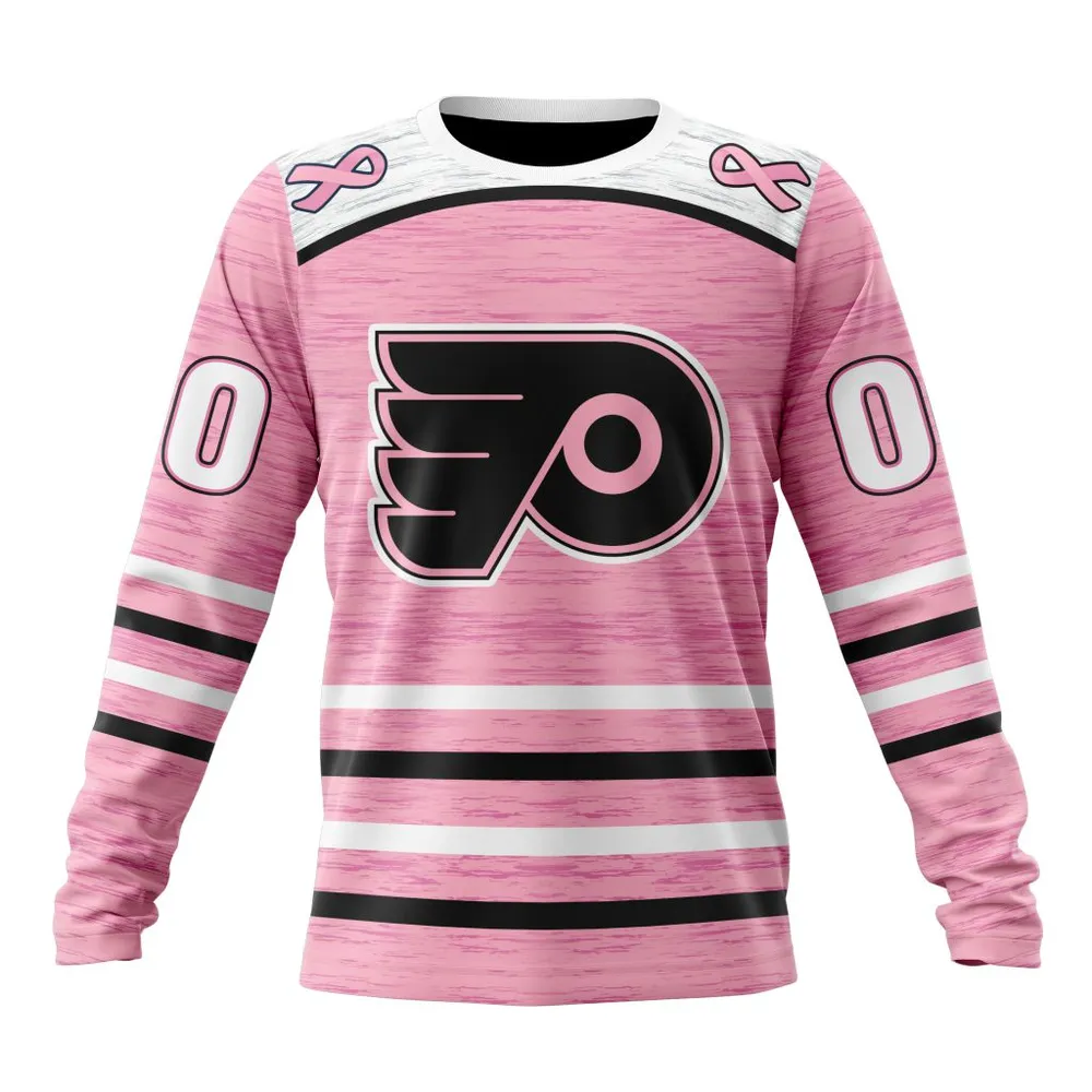 NHL Philadelphia Flyers Special Pink Fight Breast Cancer Design St2304 Long Sleeved Sweatshirt 