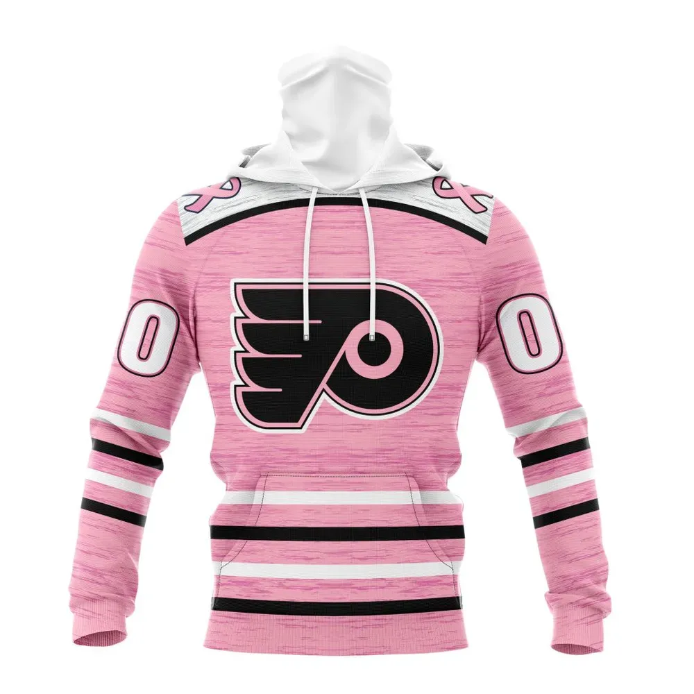 NHL Philadelphia Flyers Special Pink Fight Breast Cancer Design St2304 Mask Hoodie