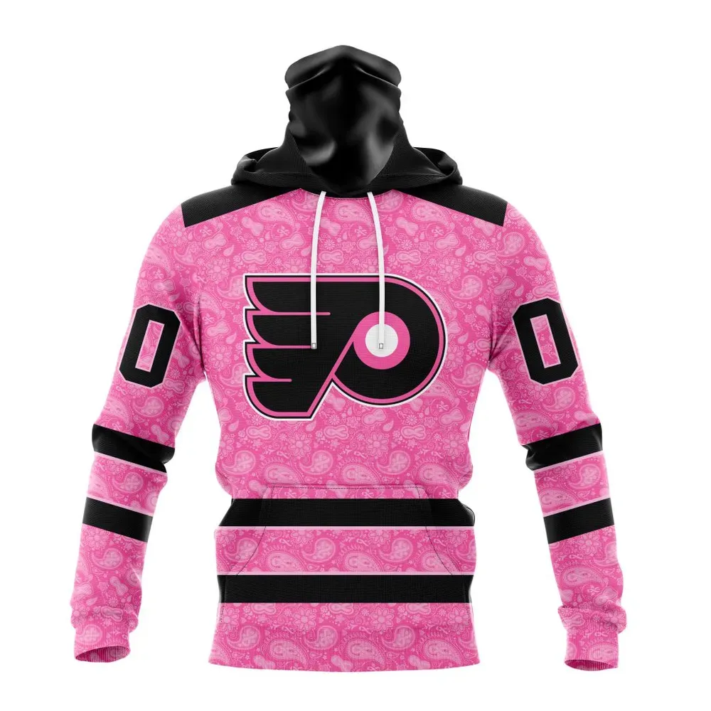 NHL Philadelphia Flyers Special Pink Fight Breast Cancer St2306 Mask Hoodie