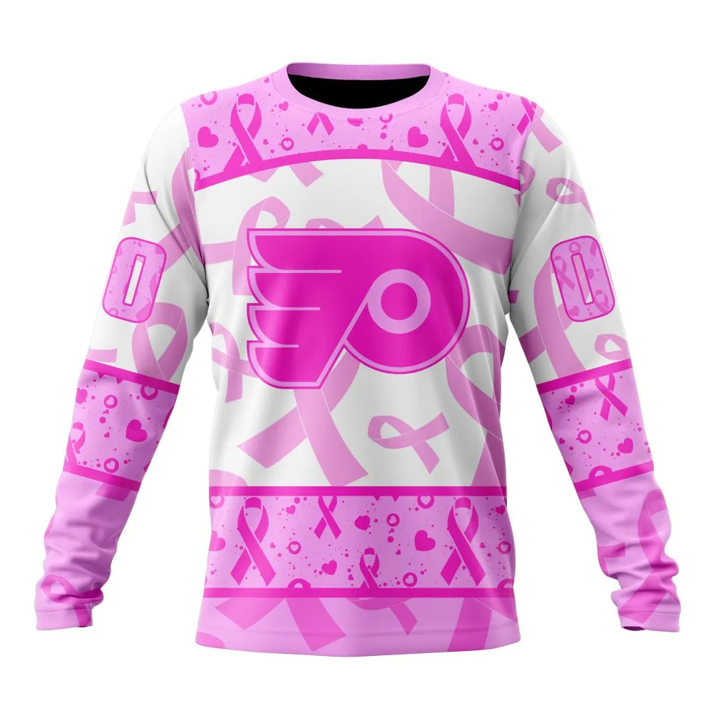 NHL Philadelphia Flyers Special Pink October Breast Cancer Awareness Month St2302 Long Sleeved Sweatshirt 