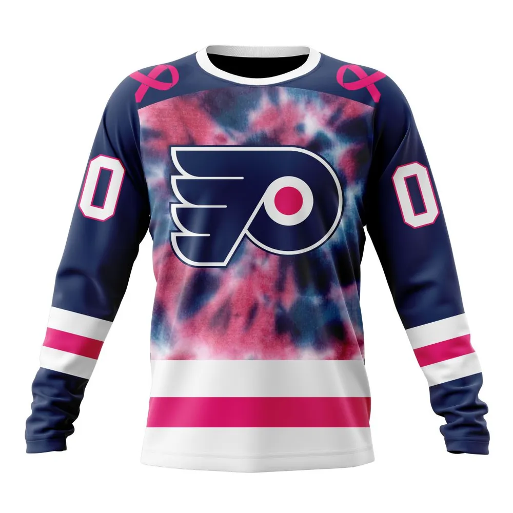 NHL Philadelphia Flyers Special Pink October Fight Breast Cancer St2303 Long Sleeved Sweatshirt 