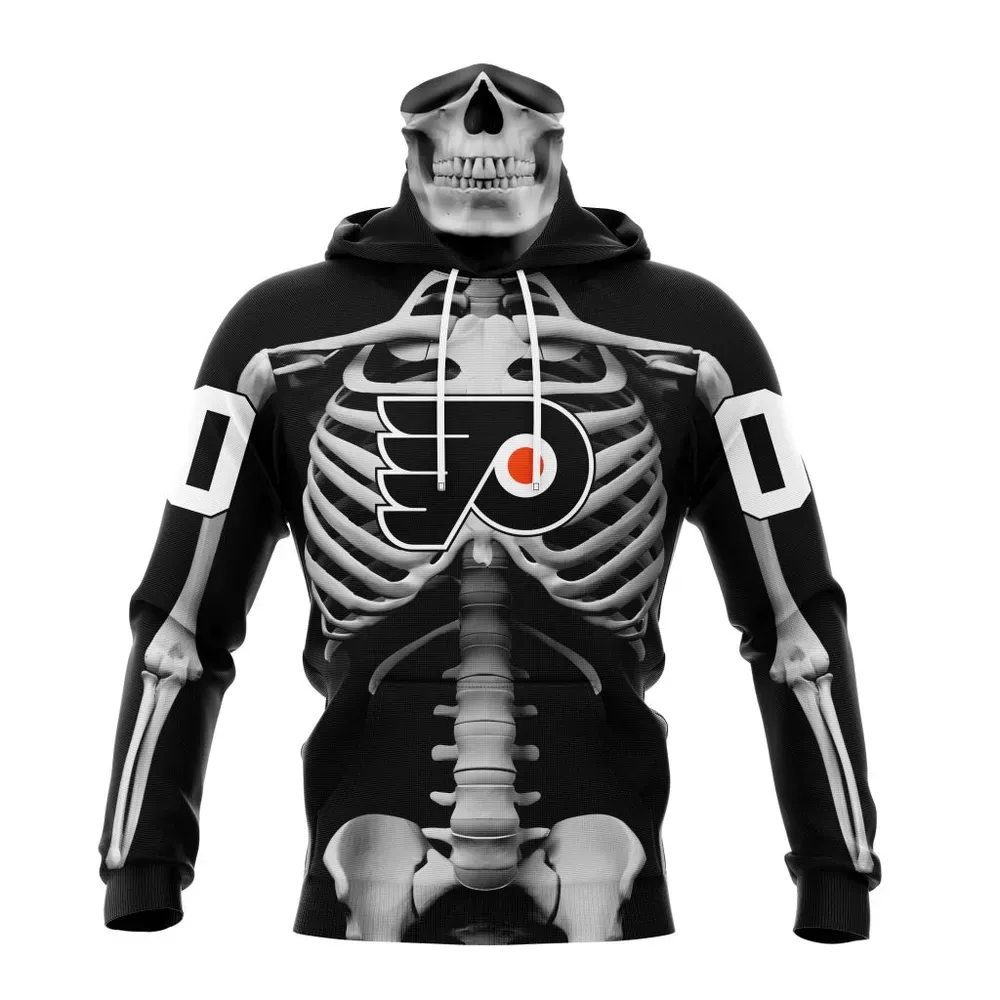 NHL Philadelphia Flyers Special Skeleton Costume For Halloween St2301 Mask Hoodie