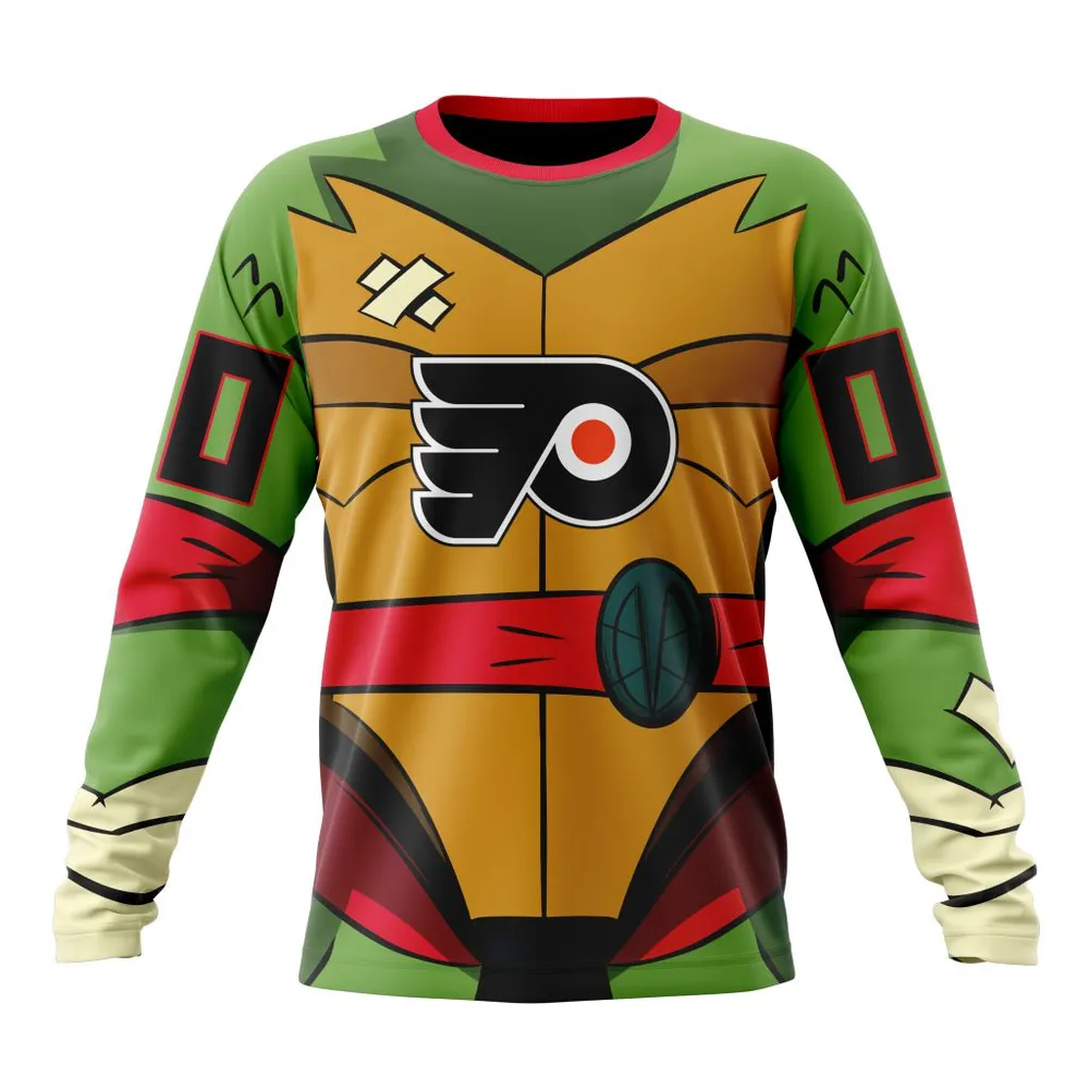 NHL Philadelphia Flyers Special Teenage Mutant Ninja Turtles Design St2301 Long Sleeved Sweatshirt 