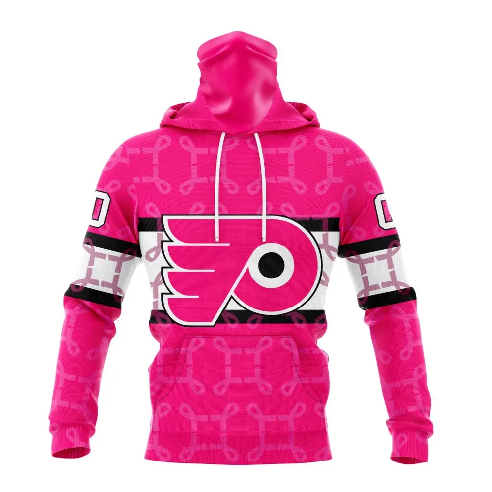 NHL Philadelphia Flyers | Specialized Design I Pink I Can! In October We Wear Pink Breast Cancer Mask Hoodie