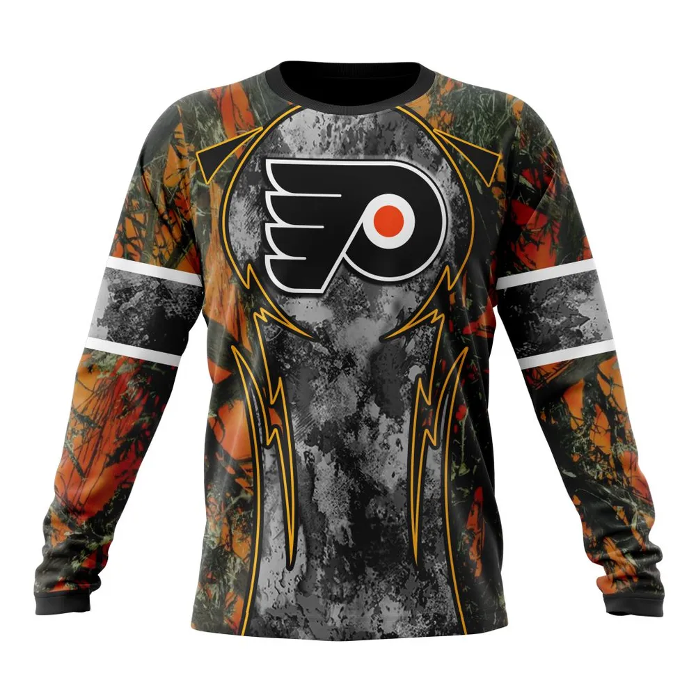 NHL Philadelphia Flyers | Specialized Design Wih Camo Concepts For Hungting In Forest Long Sleeved Sweatshirt 