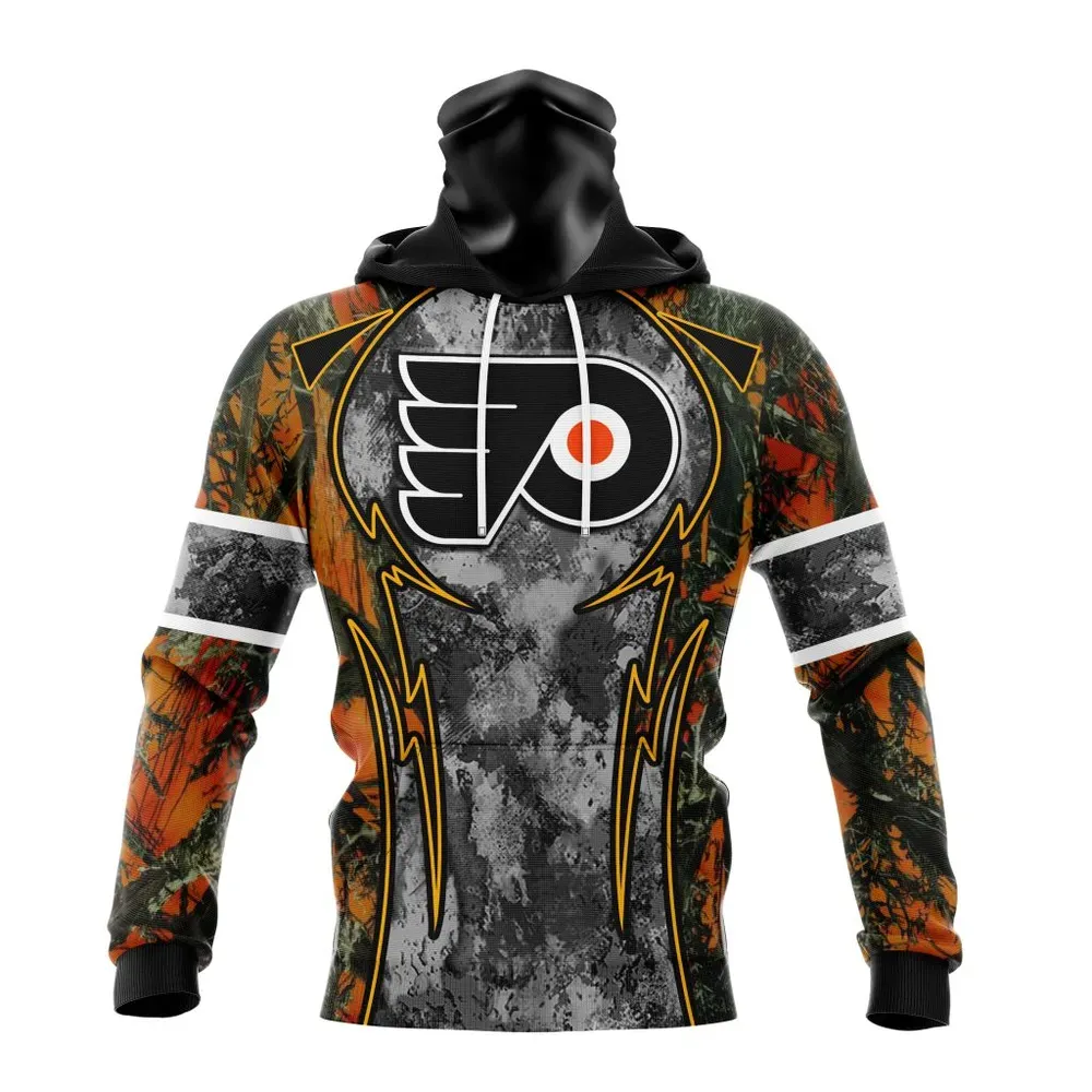 NHL Philadelphia Flyers | Specialized Design Wih Camo Concepts For Hungting In Forest Mask Hoodie