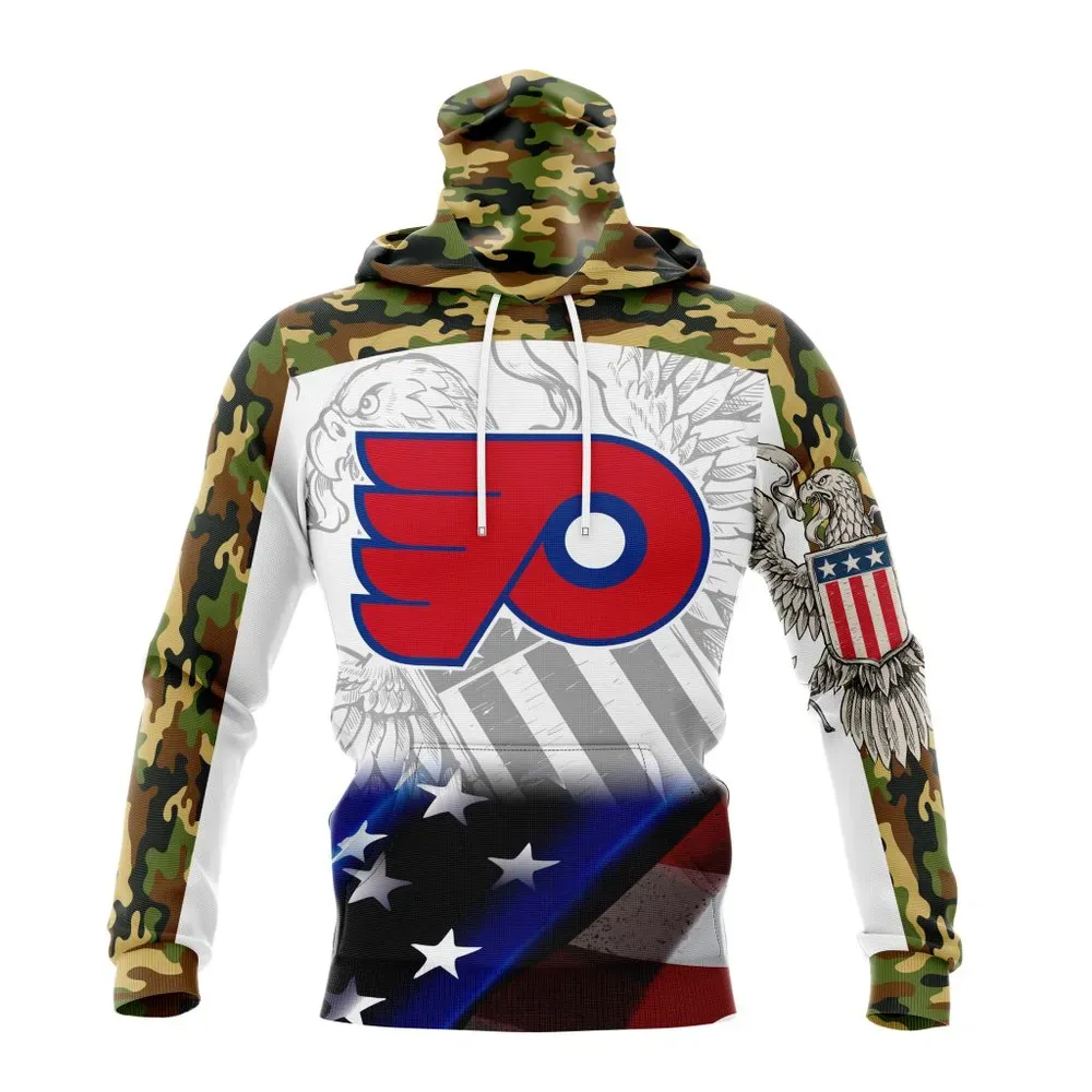 NHL Philadelphia Flyers | Specialized Design With Our America Flag And Our America Eagle Mask Hoodie