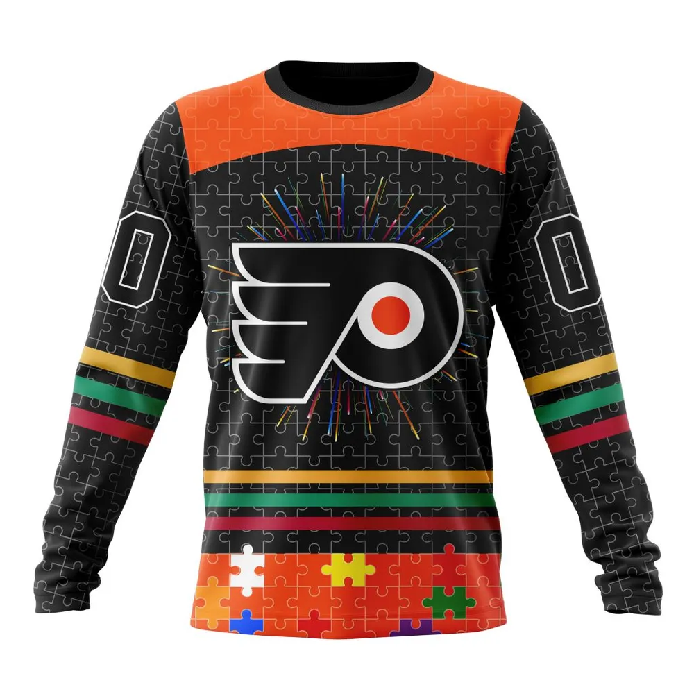 NHL Philadelphia Flyers | Specialized Fearless Aganst Autism V0122 Long Sleeved Sweatshirt 