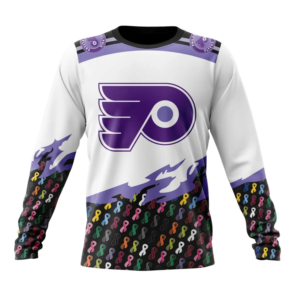 NHL Philadelphia Flyers | Specialized Kits In October We Stand Together We Can Beat Cancer Long Sleeved Sweatshirt 