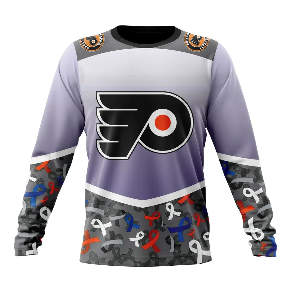 NHL Philadelphia Flyers | Specialized Sport Fights Again All Cancer V0122 Long Sleeved Sweatshirt 