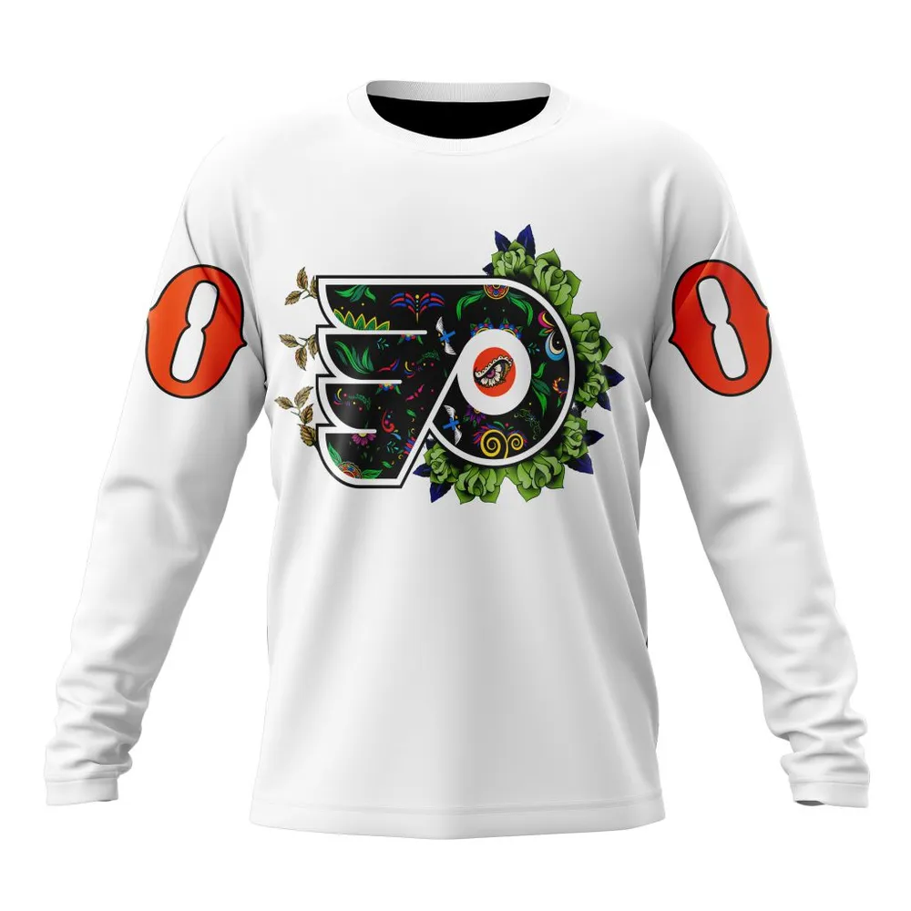 NHL Philadelphia Flyers | Specialized Unisex Kits Dia De Muertos Long Sleeved Sweatshirt 