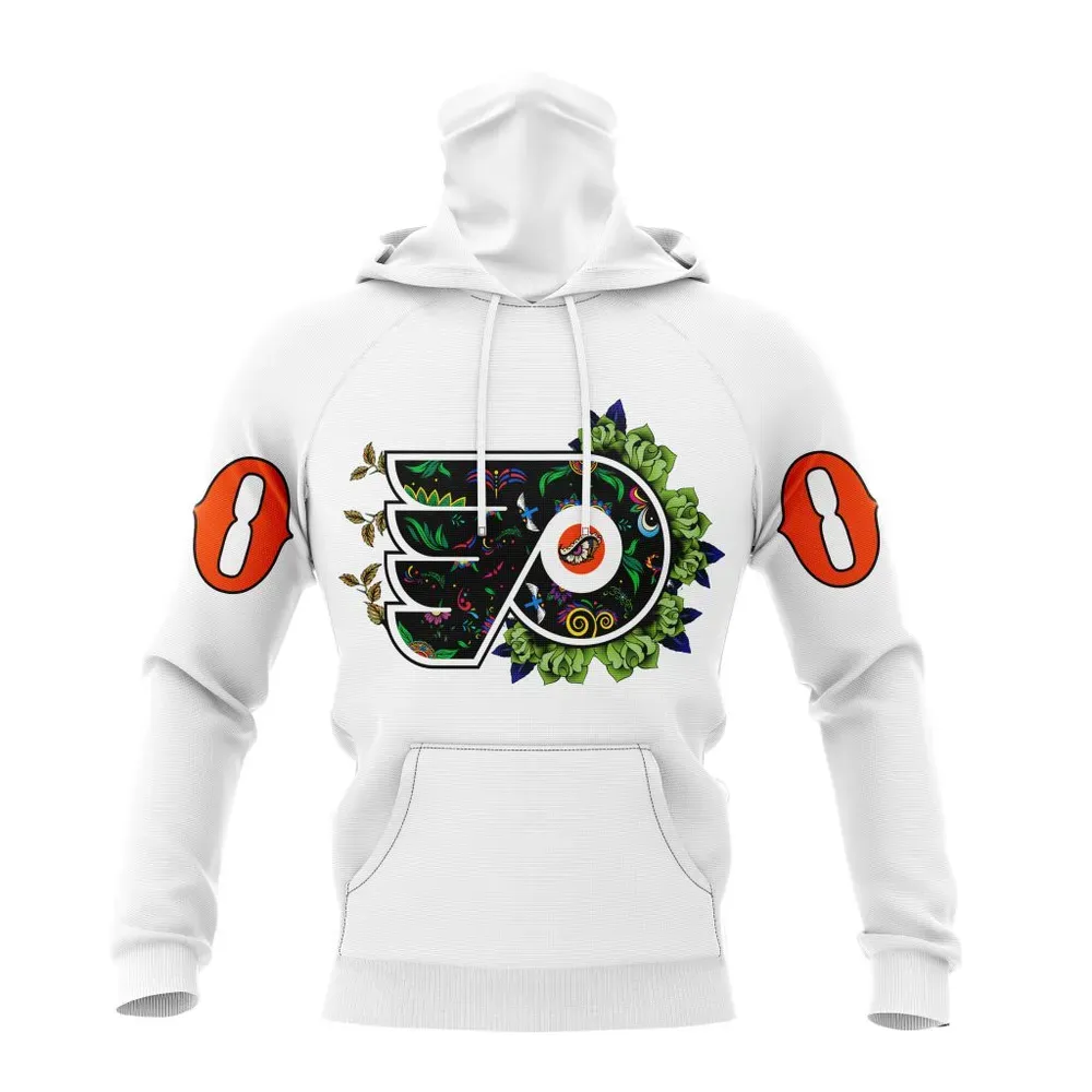 NHL Philadelphia Flyers | Specialized Unisex Kits Dia De Muertos Mask Hoodie