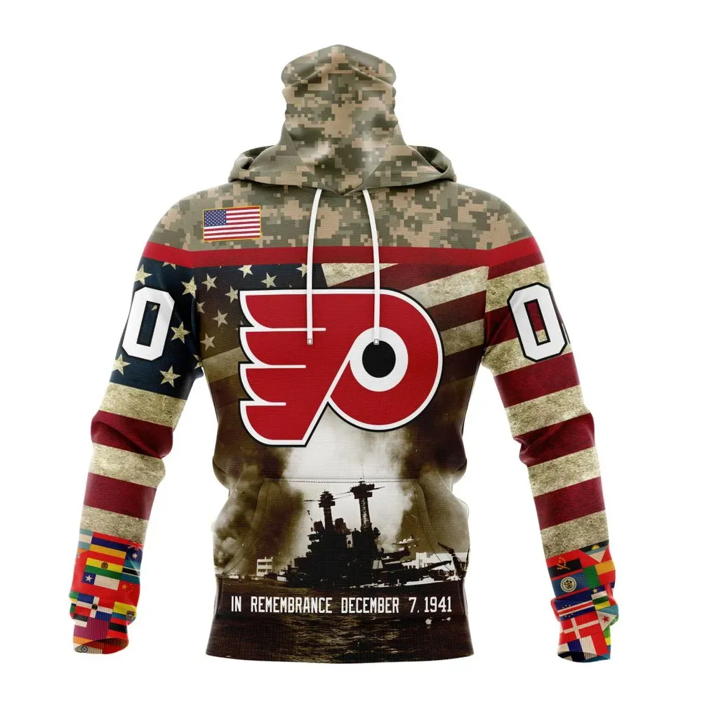 NHL Philadelphia Flyers | Specialized Unisex Kits Remember Pearl Harbor Mask Hoodie