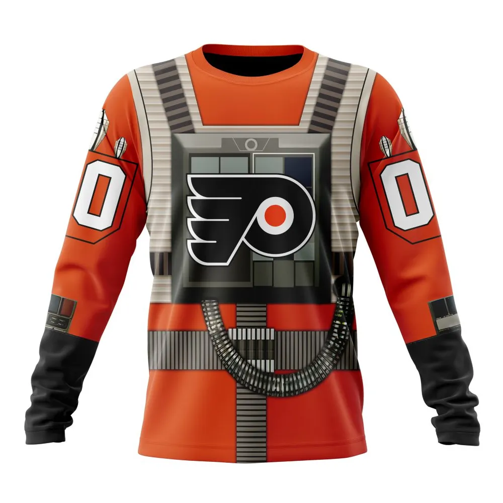 NHL Philadelphia Flyers Star Wars Rebel Pilot Design St2201 Long Sleeved Sweatshirt 