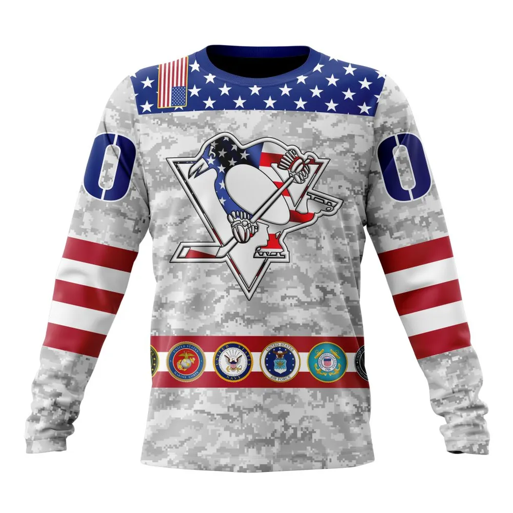 NHL Pittsburgh Penguins Armed Forces Appreciation St2201 Long Sleeved Sweatshirt 