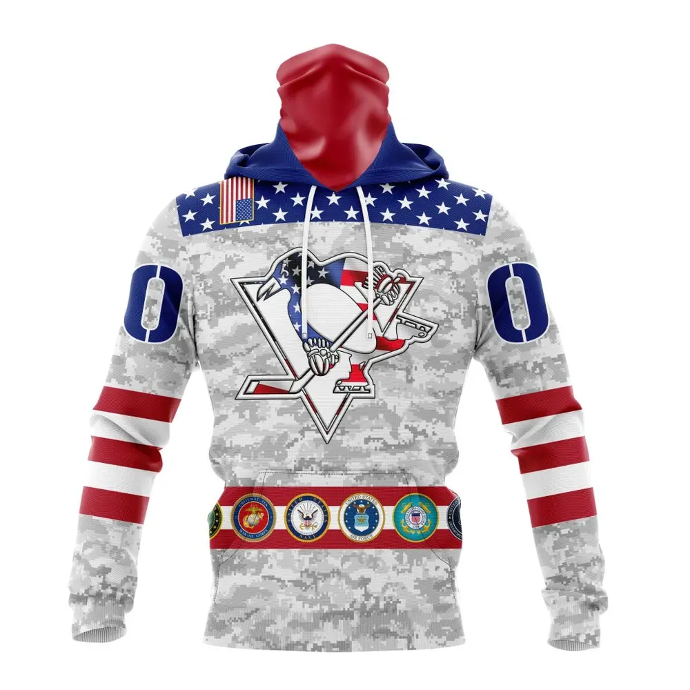 NHL Pittsburgh Penguins Armed Forces Appreciation St2201 Mask Hoodie