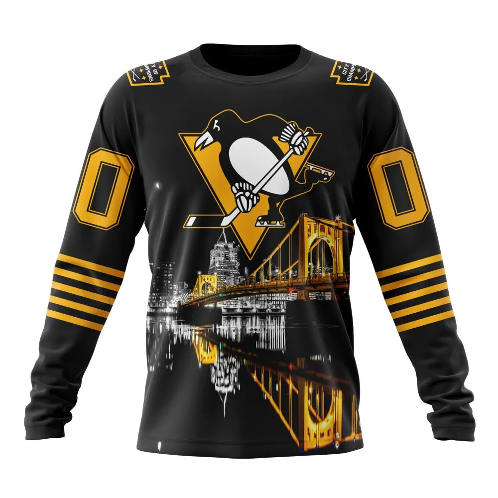 NHL Pittsburgh Penguins City Of The Champions Steel City Design Long Sleeved Sweatshirt 