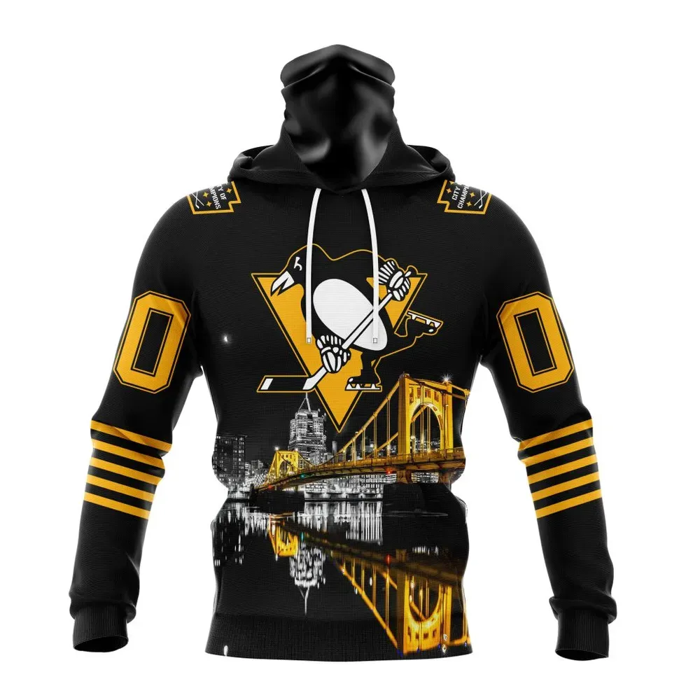 NHL Pittsburgh Penguins City Of The Champions Steel City Design Mask Hoodie