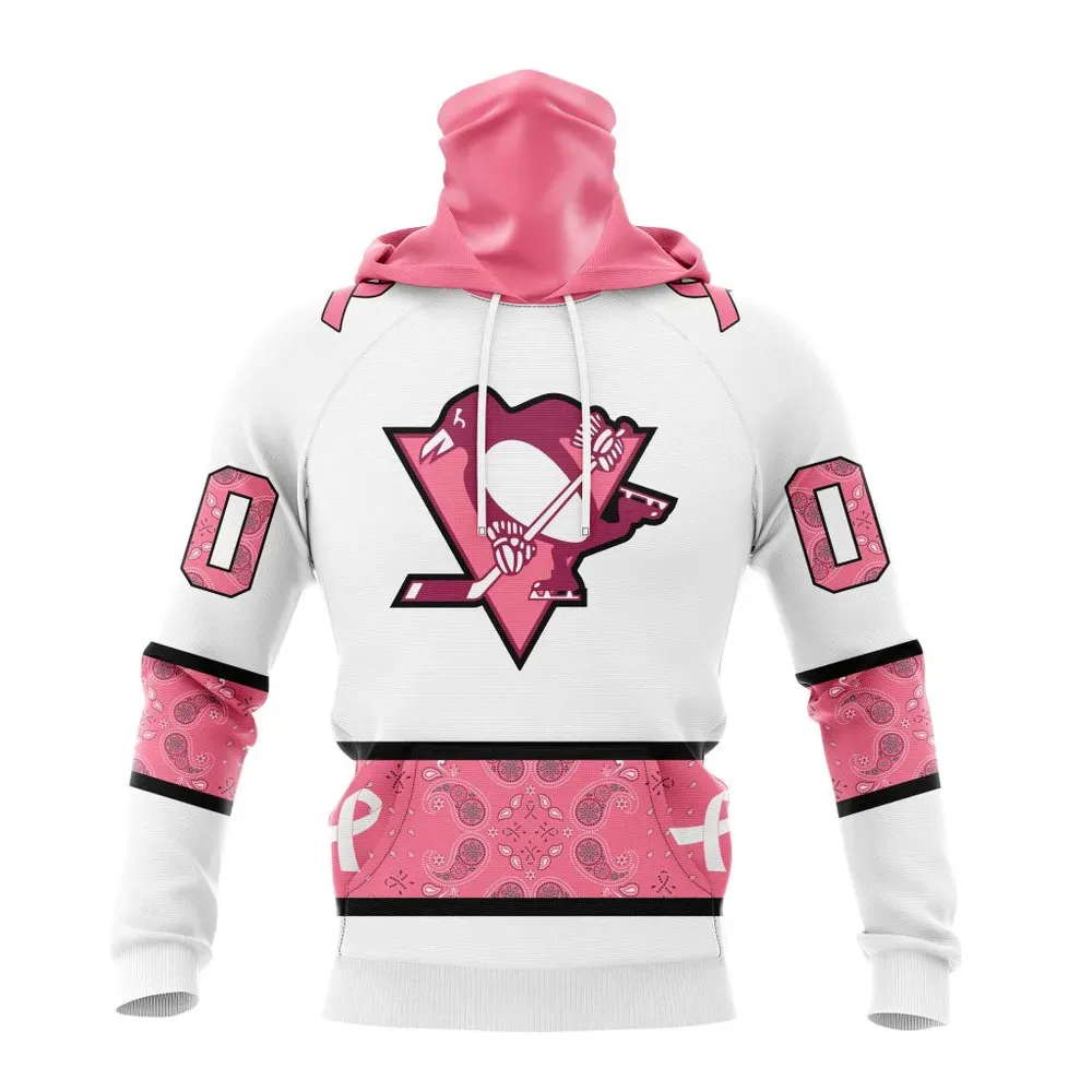 NHL Pittsburgh Penguins In Classic Style With Paisley! In October We Wear Pink Breast Cancer Mask Hoodie