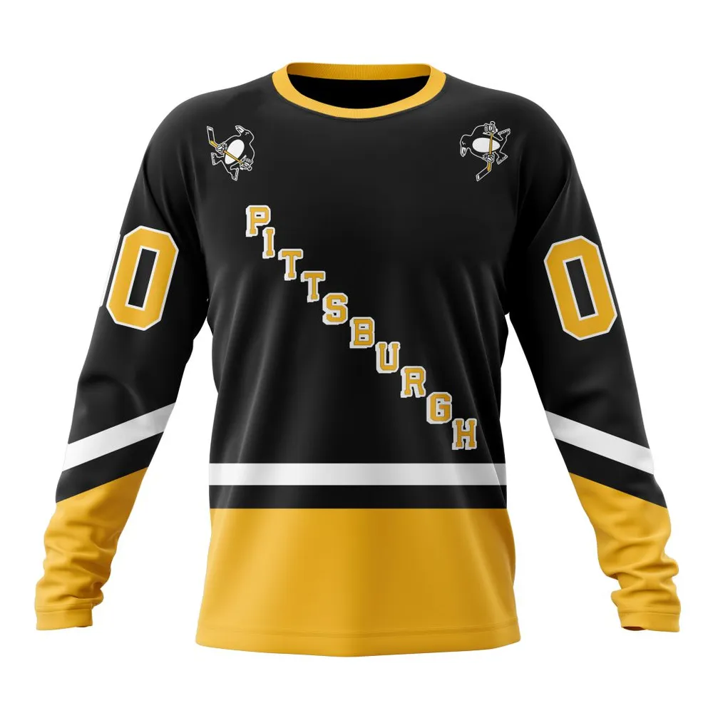 NHL Pittsburgh Penguins Personalize Alternate Kits Long Sleeved Sweatshirt 