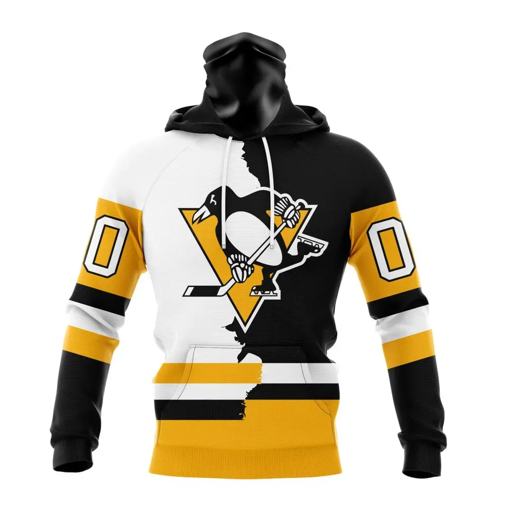 NHL Pittsburgh Penguins Personalize Home Mix Away Kits Mask Hoodie