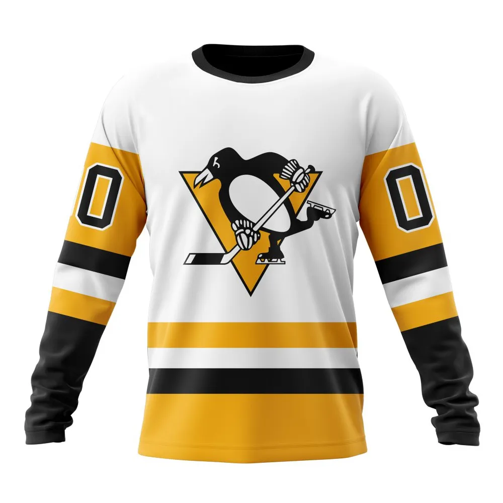 NHL Pittsburgh Penguins Personalized Away Kits Long Sleeved Sweatshirt 