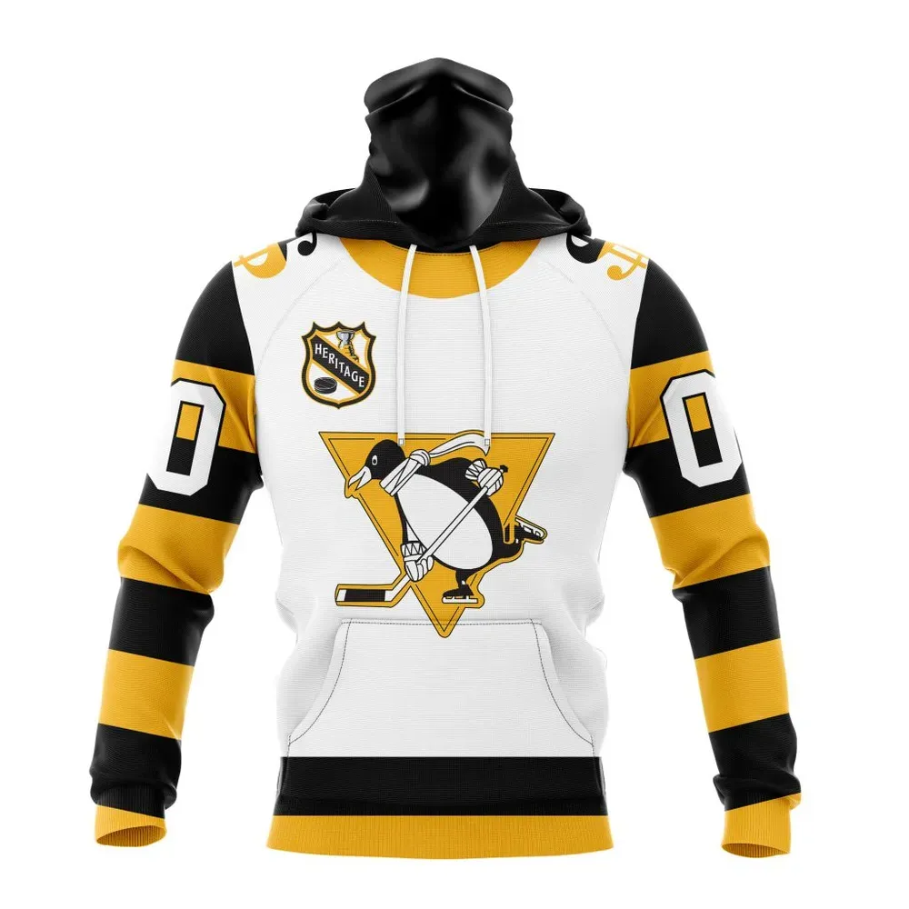 NHL Pittsburgh Penguins Personalized Heritage Design St2401 Mask Hoodie