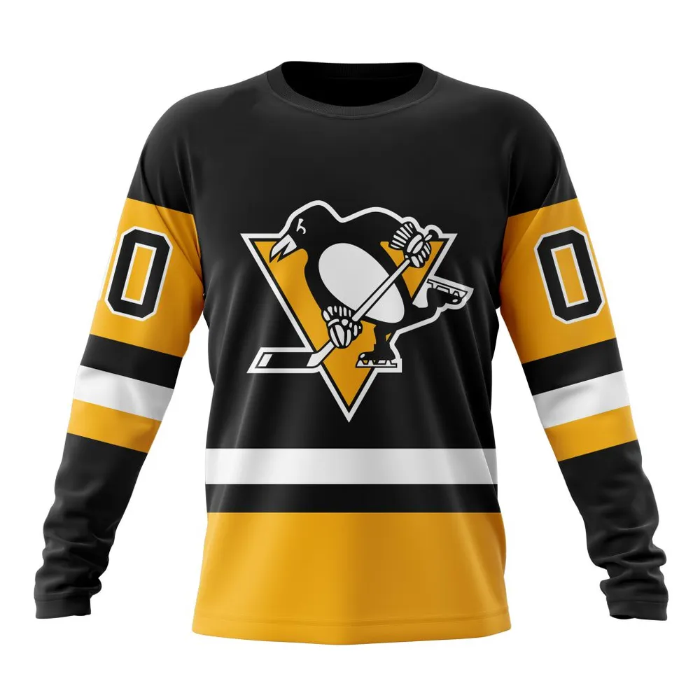 NHL Pittsburgh Penguins Personalized Home Kits Long Sleeved Sweatshirt 