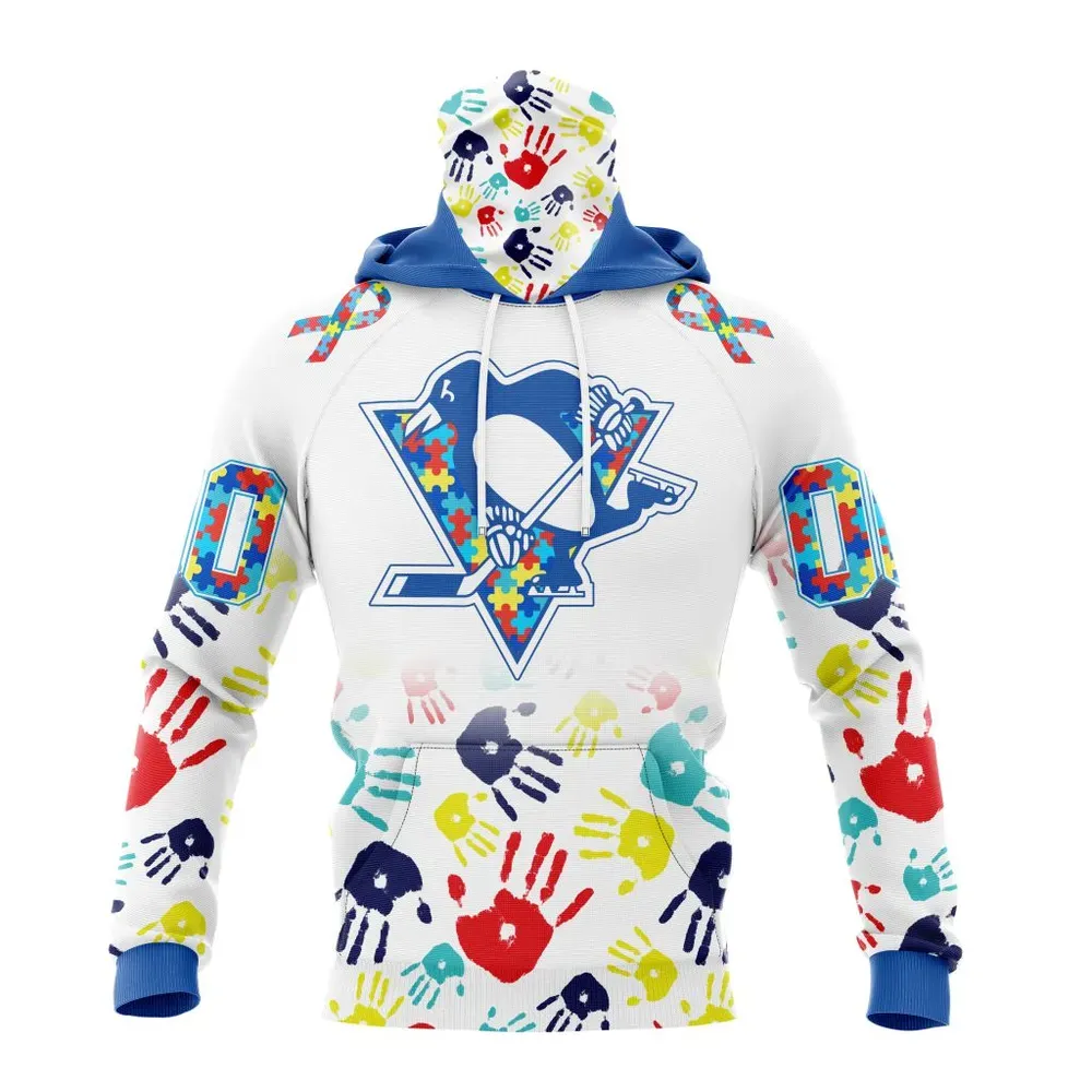 NHL Pittsburgh Penguins Special Autism Awareness Design St2203 Mask Hoodie