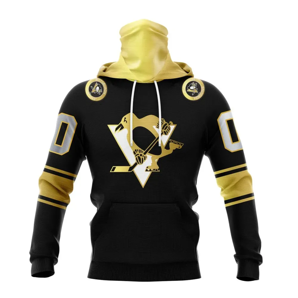 NHL Pittsburgh Penguins Special Black And Gold Design St2401 Mask Hoodie