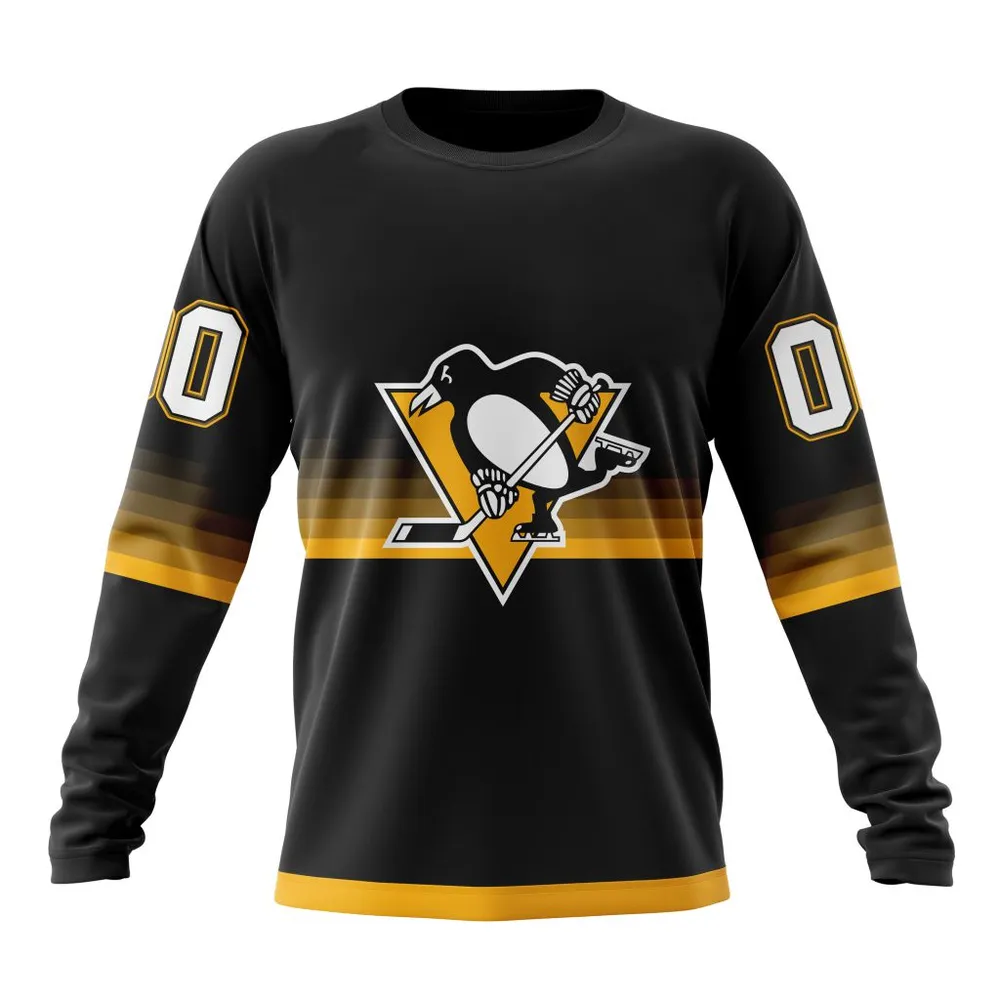 NHL Pittsburgh Penguins Special Black And Gradient Design St2301 Long Sleeved Sweatshirt 