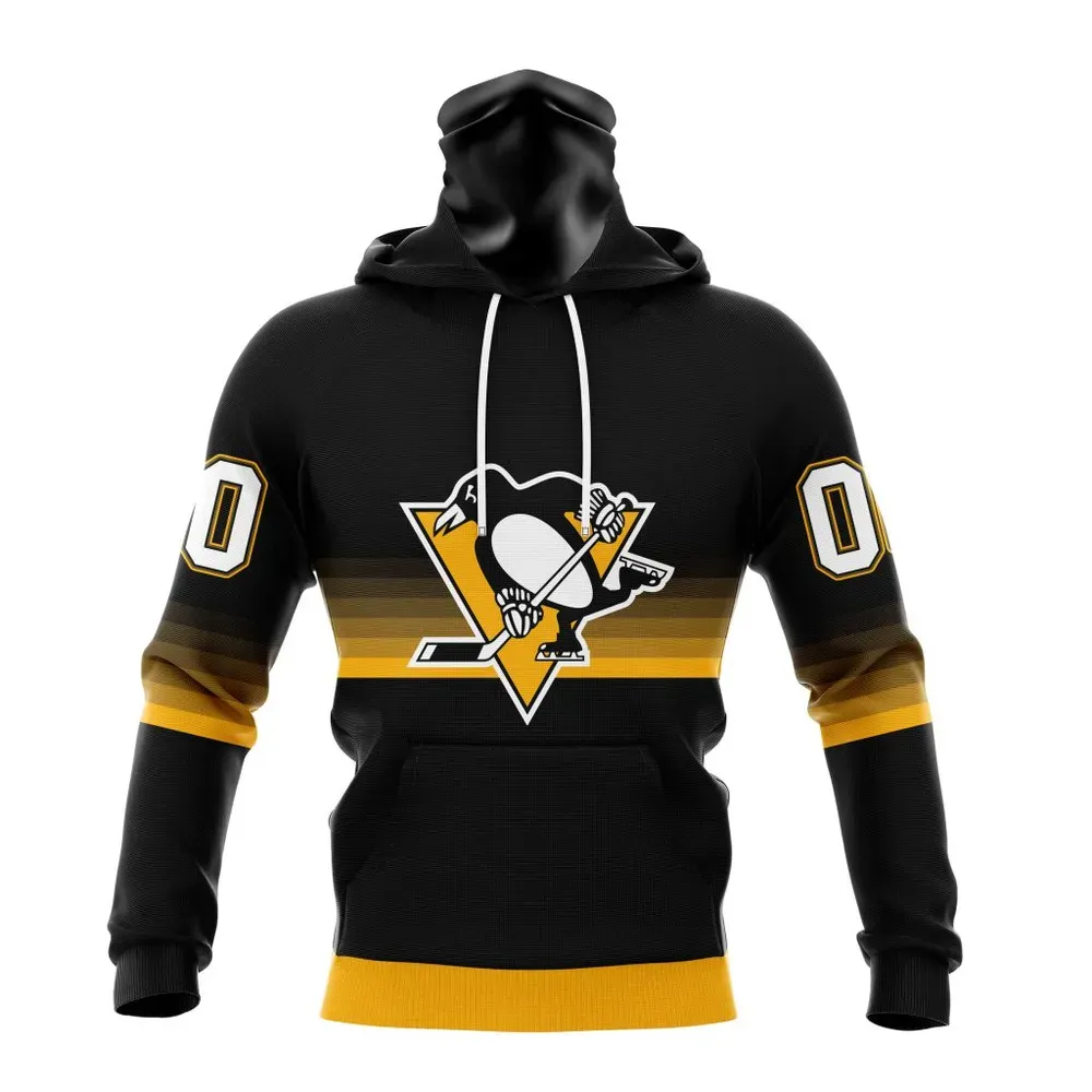 NHL Pittsburgh Penguins Special Black And Gradient Design St2301 Mask Hoodie