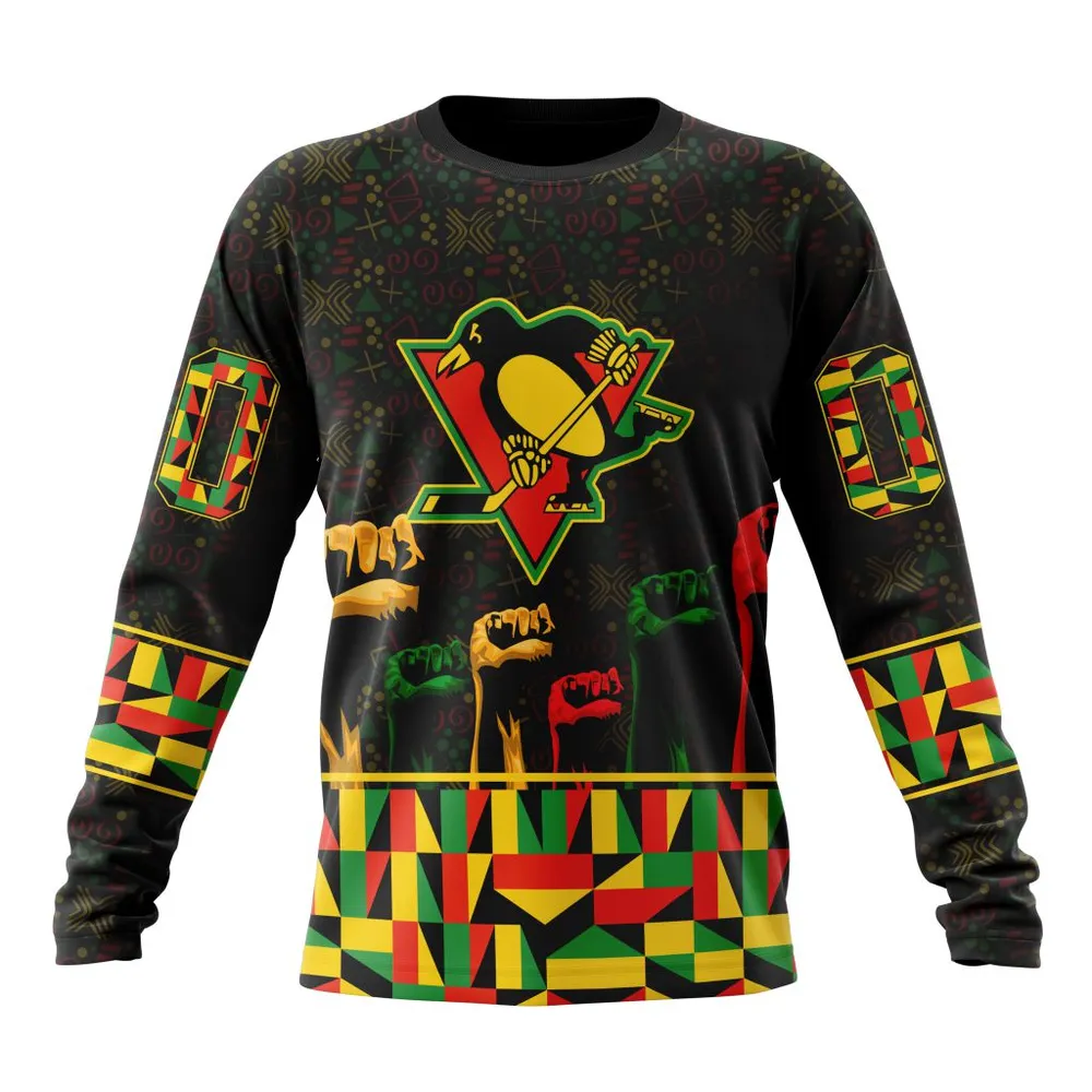 NHL Pittsburgh Penguins Special Design Celebrate Black History Month St2201 Long Sleeved Sweatshirt 