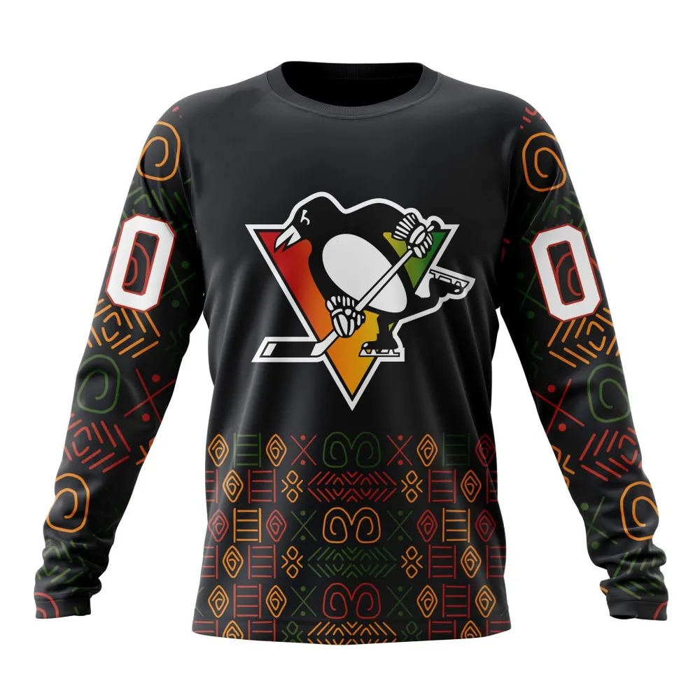 NHL Pittsburgh Penguins Special Design For Black History Month St2401 Long Sleeved Sweatshirt 