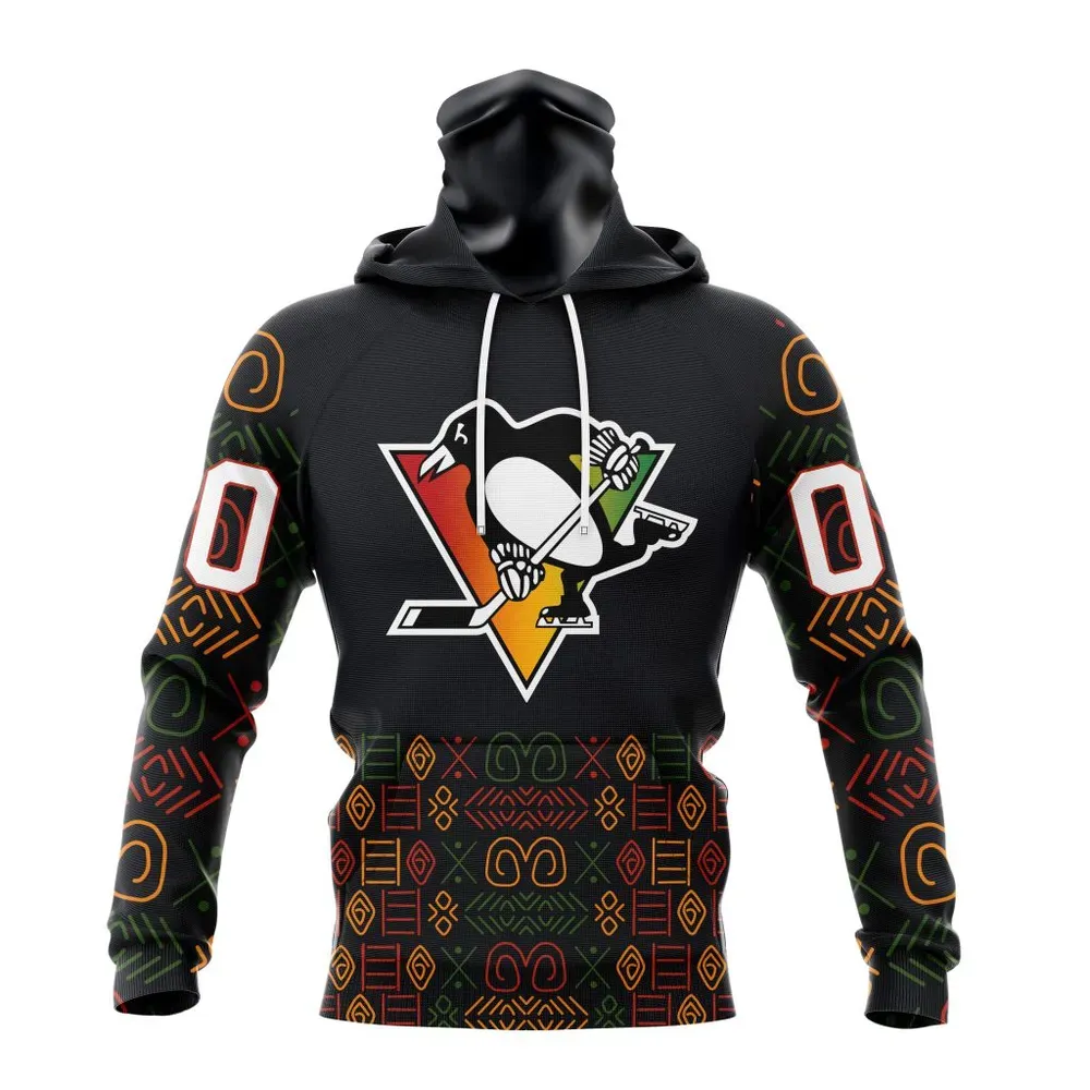 NHL Pittsburgh Penguins Special Design For Black History Month St2401 Mask Hoodie