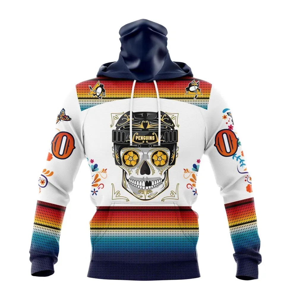 NHL Pittsburgh Penguins Special Design For Dia De Los Muertos St2301 Mask Hoodie