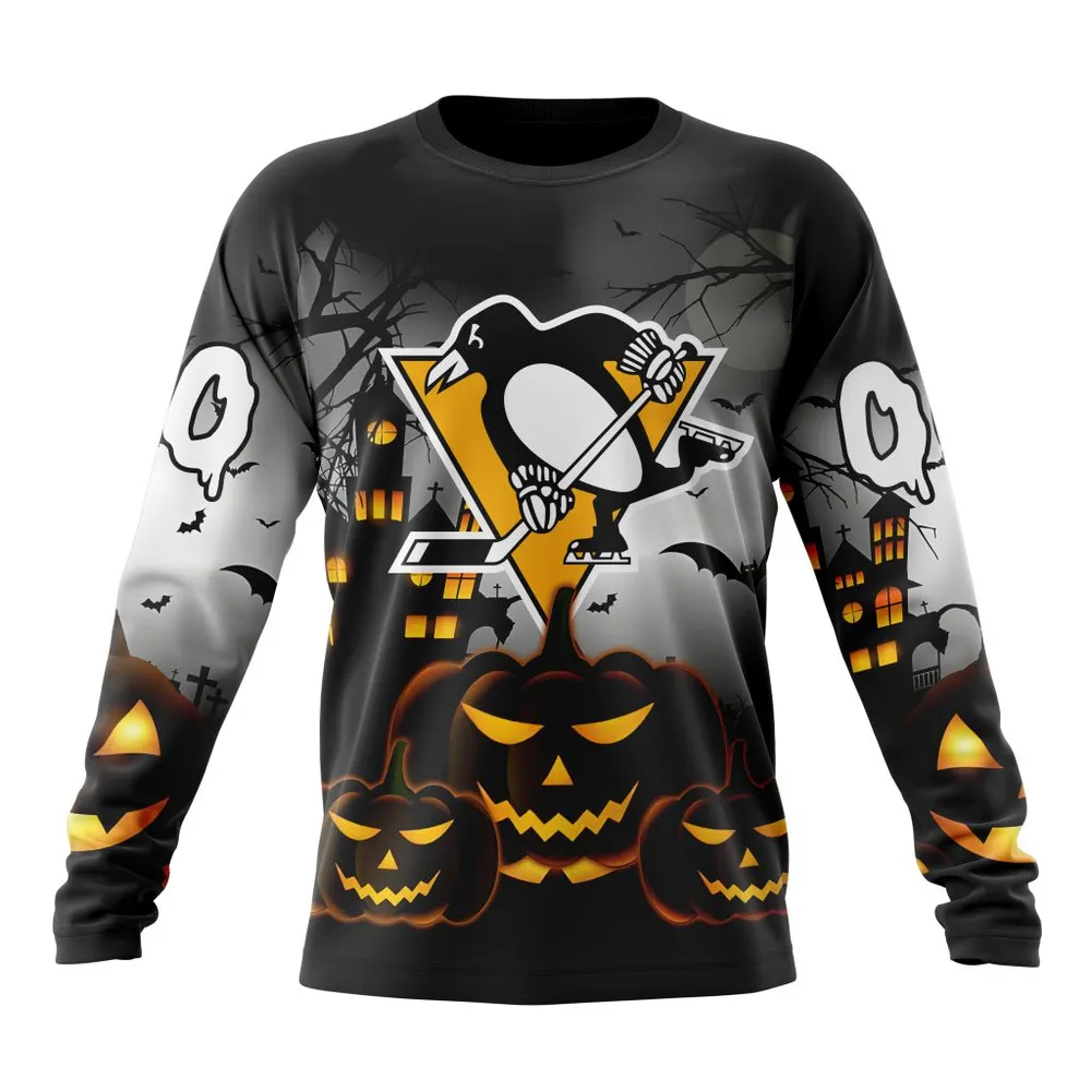 NHL Pittsburgh Penguins Special Design For Halloween St2302 Long Sleeved Sweatshirt 