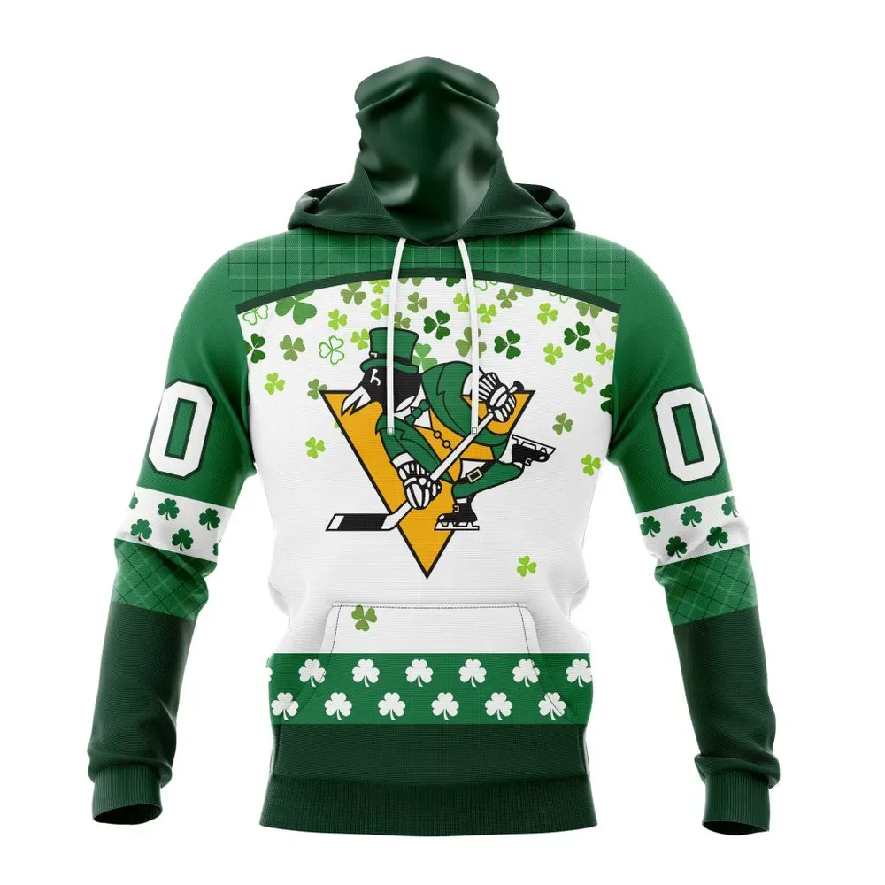 NHL Pittsburgh Penguins Special Design For St. Patrick Day St2401 Mask Hoodie