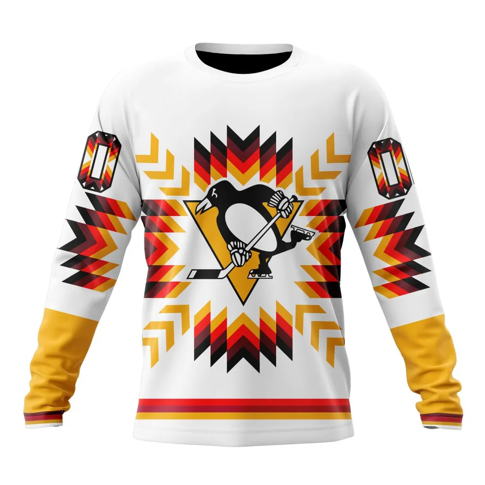 NHL Pittsburgh Penguins Special Design With Native Pattern St2302 Long Sleeved Sweatshirt 