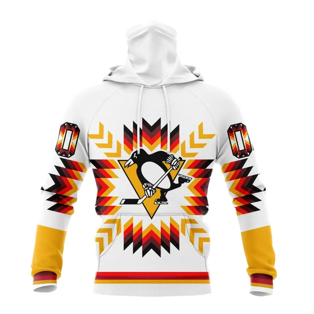 NHL Pittsburgh Penguins Special Design With Native Pattern St2302 Mask Hoodie