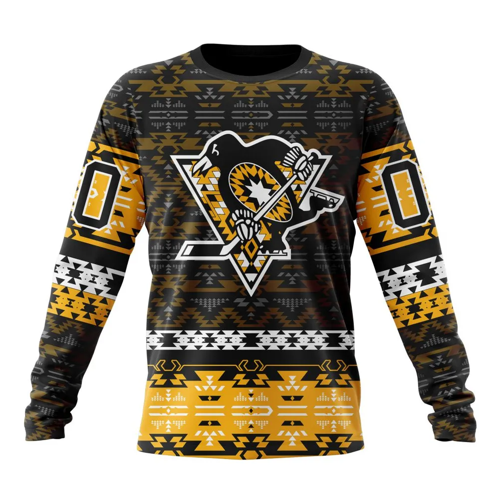 NHL Pittsburgh Penguins Special Design With Native Pattern St2303 Long Sleeved Sweatshirt 