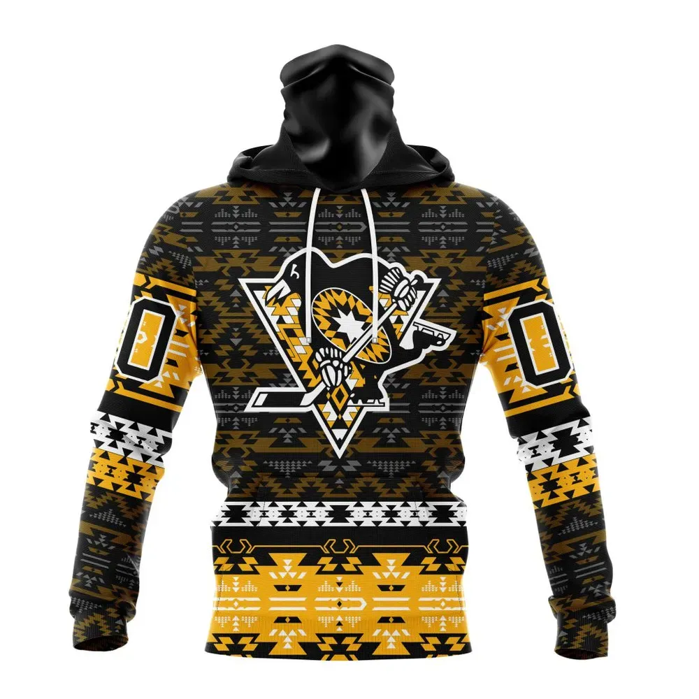 NHL Pittsburgh Penguins Special Design With Native Pattern St2303 Mask Hoodie