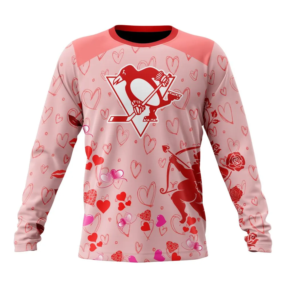 NHL Pittsburgh Penguins Special Gift For Valentines Day St2402 Long Sleeved Sweatshirt 