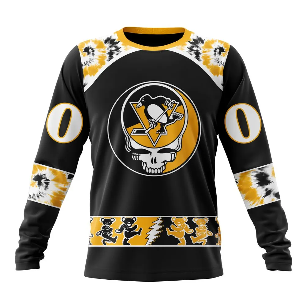 NHL Pittsburgh Penguins Special Grateful Dead Design St2301 Long Sleeved Sweatshirt 