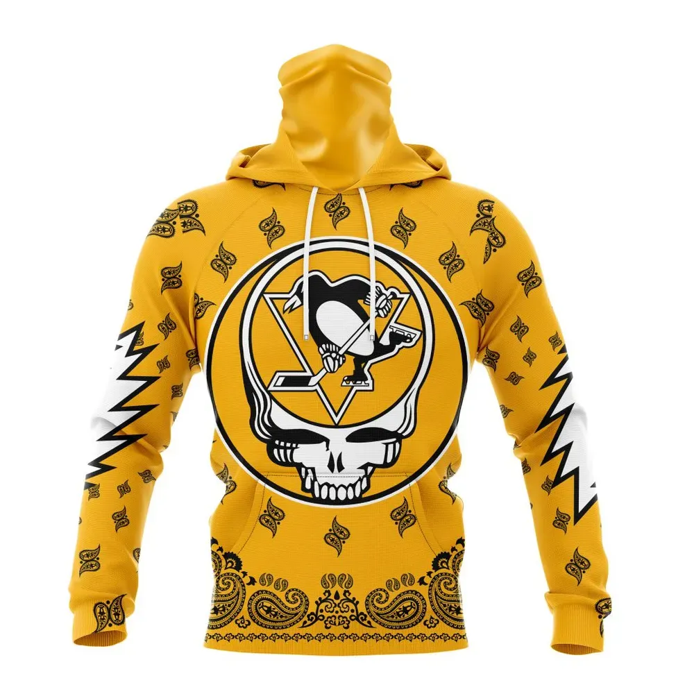 NHL Pittsburgh Penguins Special Grateful Dead Design St2303 Mask Hoodie