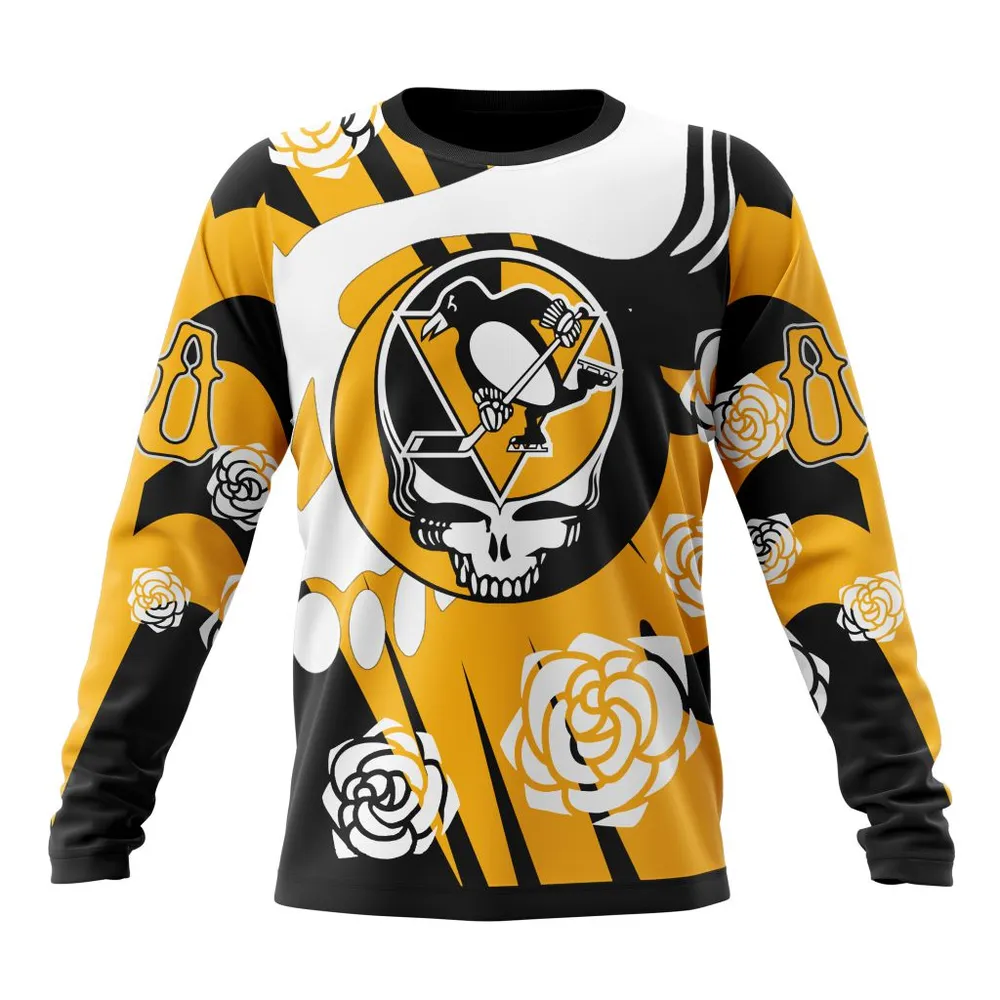 NHL Pittsburgh Penguins Special Grateful Dead Design St2305 Long Sleeved Sweatshirt 