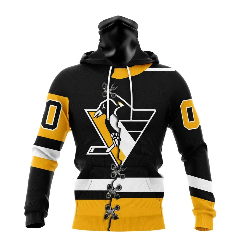 NHL Pittsburgh Penguins Special Home Mix Reverse Retro Personalized Kits Mask Hoodie