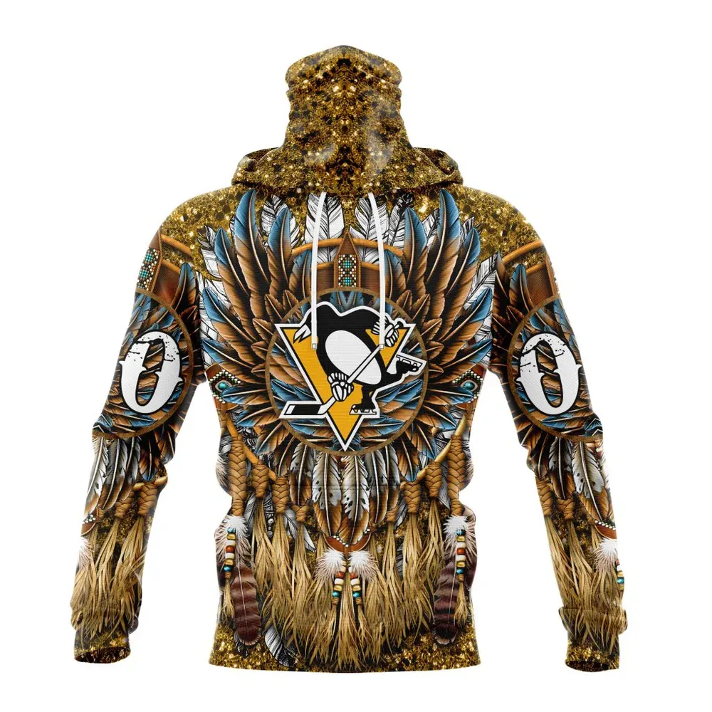 NHL Pittsburgh Penguins Special Native Costume Design St2201 Mask Hoodie