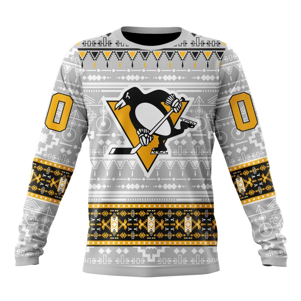 NHL Pittsburgh Penguins Special Native Design St2302 Long Sleeved Sweatshirt 